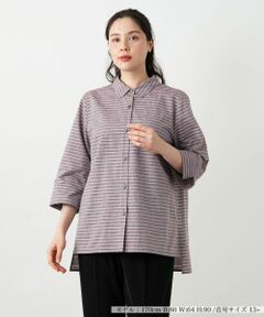 Leilian PLUS HOUSE / レリアンプラスハウス シャツ・ブラウス | マルチボーダーブラウス【Leilian WHITE LABEL】