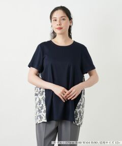 Leilian PLUS HOUSE / レリアンプラスハウス カットソー | ペイズリー柄切替カットソー