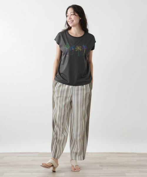 Leilian PLUS HOUSE / レリアンプラスハウス その他パンツ | ストライプワイドパンツ | 詳細1