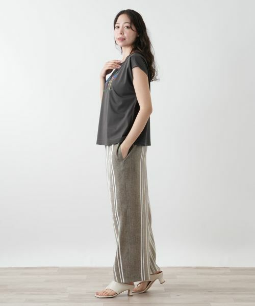 Leilian PLUS HOUSE / レリアンプラスハウス その他パンツ | ストライプワイドパンツ | 詳細2