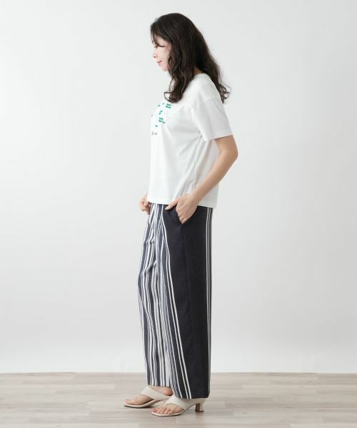 Leilian PLUS HOUSE / レリアンプラスハウス その他パンツ | ストライプワイドパンツ | 詳細5