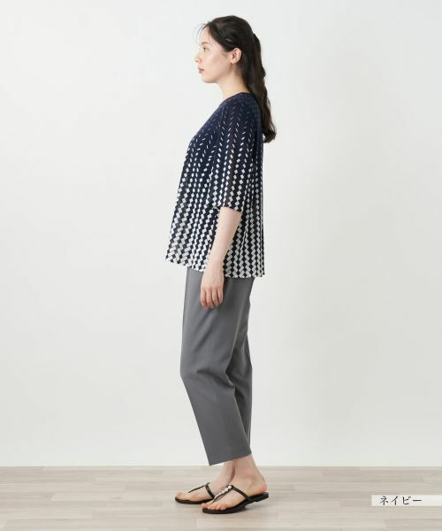 Leilian PLUS HOUSE / レリアンプラスハウス シャツ・ブラウス | 幾何学柄ノーカラーブラウス | 詳細2