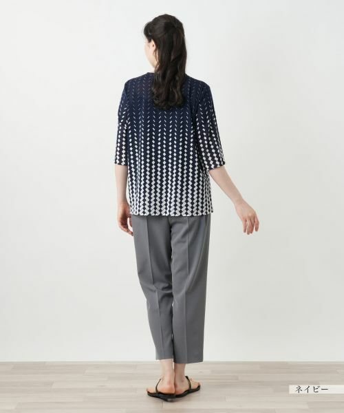 Leilian PLUS HOUSE / レリアンプラスハウス シャツ・ブラウス | 幾何学柄ノーカラーブラウス | 詳細3