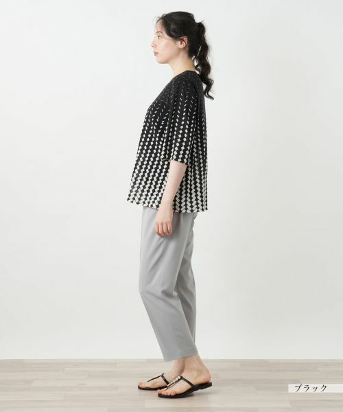 Leilian PLUS HOUSE / レリアンプラスハウス シャツ・ブラウス | 幾何学柄ノーカラーブラウス | 詳細5