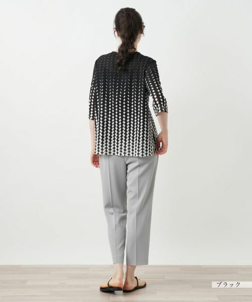 Leilian PLUS HOUSE / レリアンプラスハウス シャツ・ブラウス | 幾何学柄ノーカラーブラウス | 詳細6