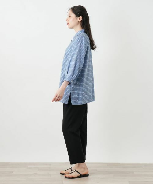 Leilian PLUS HOUSE / レリアンプラスハウス シャツ・ブラウス | 刺繍ボーダーブラウス | 詳細2