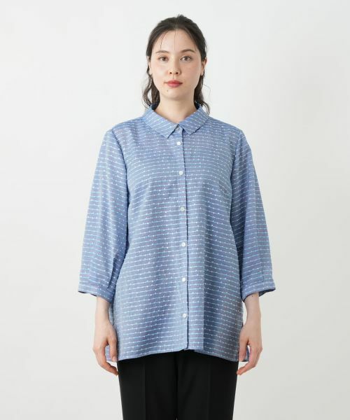 Leilian PLUS HOUSE / レリアンプラスハウス シャツ・ブラウス | 刺繍ボーダーブラウス | 詳細4