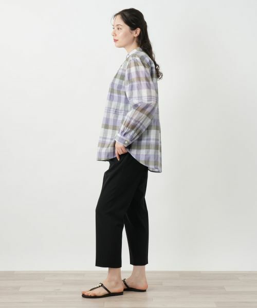 Leilian PLUS HOUSE / レリアンプラスハウス シャツ・ブラウス | チェックバンドカラーブラウス【Leilian WHITE LABEL】 | 詳細2