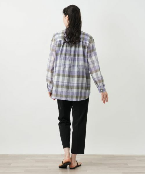 Leilian PLUS HOUSE / レリアンプラスハウス シャツ・ブラウス | チェックバンドカラーブラウス【Leilian WHITE LABEL】 | 詳細3
