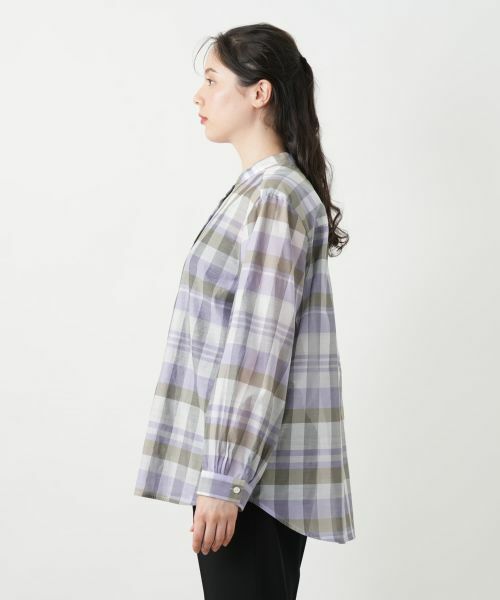 Leilian PLUS HOUSE / レリアンプラスハウス シャツ・ブラウス | チェックバンドカラーブラウス【Leilian WHITE LABEL】 | 詳細5