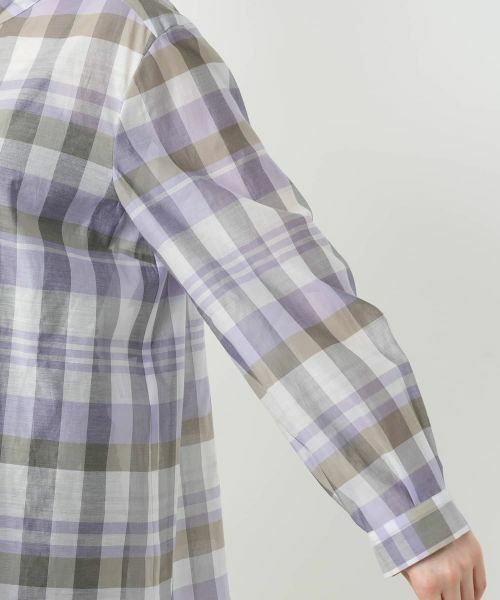 Leilian PLUS HOUSE / レリアンプラスハウス シャツ・ブラウス | チェックバンドカラーブラウス【Leilian WHITE LABEL】 | 詳細9