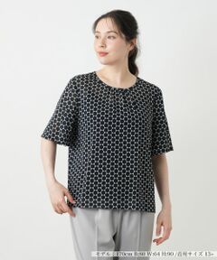 Leilian PLUS HOUSE / レリアンプラスハウス カットソー | ドット柄クルーネックカットソー