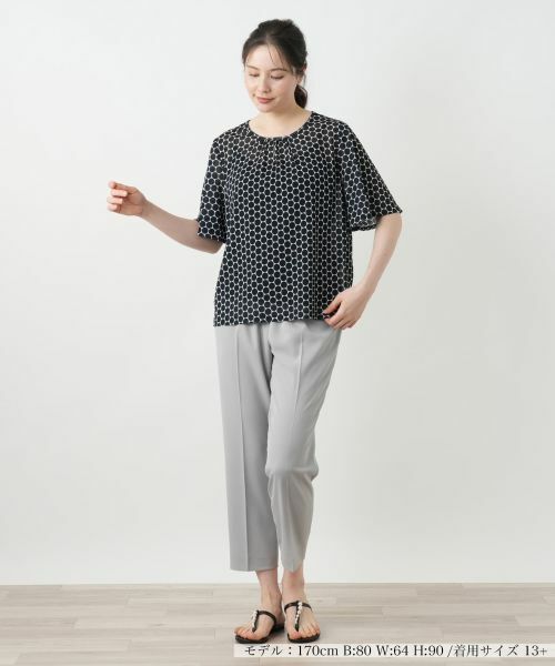 Leilian PLUS HOUSE / レリアンプラスハウス カットソー | ドット柄クルーネックカットソー | 詳細1