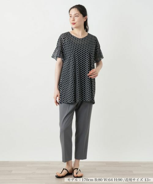 Leilian PLUS HOUSE / レリアンプラスハウス カットソー | ドット切替Vネックカットソー | 詳細1