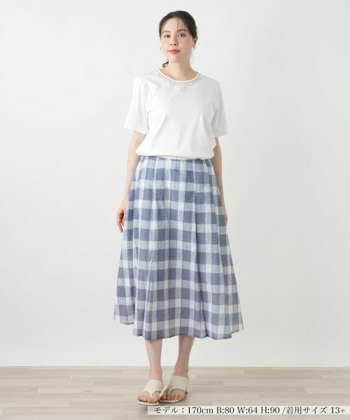 Leilian PLUS HOUSE / レリアンプラスハウス ミニ・ひざ丈スカート | ブロックチェックスカート | 詳細1