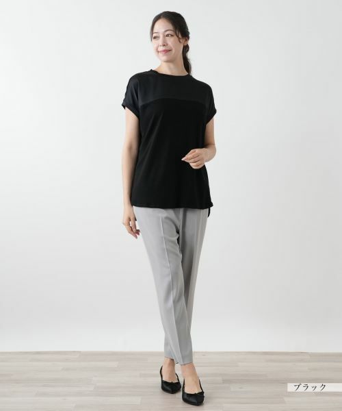 レリアンプラスハウス13+　半袖カットソー(アイボリー) 店舗人気】レース刺繍七分袖カットソー【Leilian WHITE LABEL