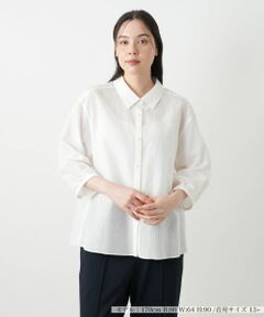 Leilian PLUS HOUSE / レリアンプラスハウス 花柄スタンドカラーブラウス【Leilian WHITE LABEL】 花柄スタンドカラーブラウス【Leilian WHITE