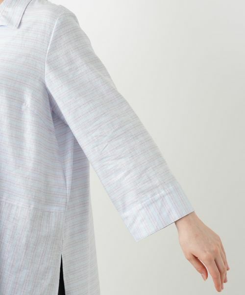 Leilian PLUS HOUSE / レリアンプラスハウス シャツ・ブラウス | ボーダーオープンカラーブラウス【Leilian WHITE LABEL】 | 詳細10