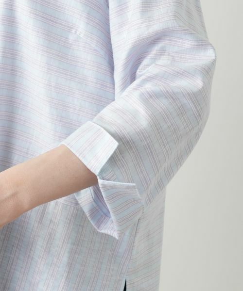 Leilian PLUS HOUSE / レリアンプラスハウス シャツ・ブラウス | ボーダーオープンカラーブラウス【Leilian WHITE LABEL】 | 詳細11