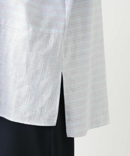 Leilian PLUS HOUSE / レリアンプラスハウス シャツ・ブラウス | ボーダーオープンカラーブラウス【Leilian WHITE LABEL】 | 詳細12