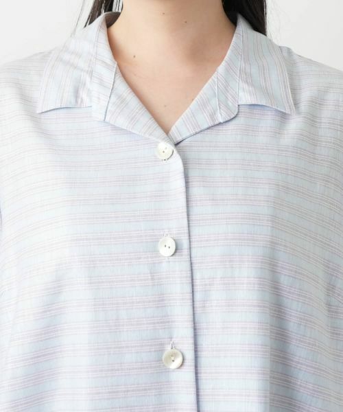 Leilian PLUS HOUSE / レリアンプラスハウス シャツ・ブラウス | ボーダーオープンカラーブラウス【Leilian WHITE LABEL】 | 詳細8