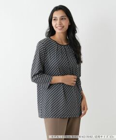 Leilian PLUS HOUSE / レリアンプラスハウス カットソー | 幾何学柄クルーネックカットソー