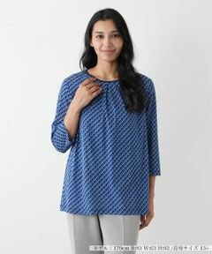 Leilian PLUS HOUSE / レリアンプラスハウス カットソー | 幾何学柄クルーネックカットソー