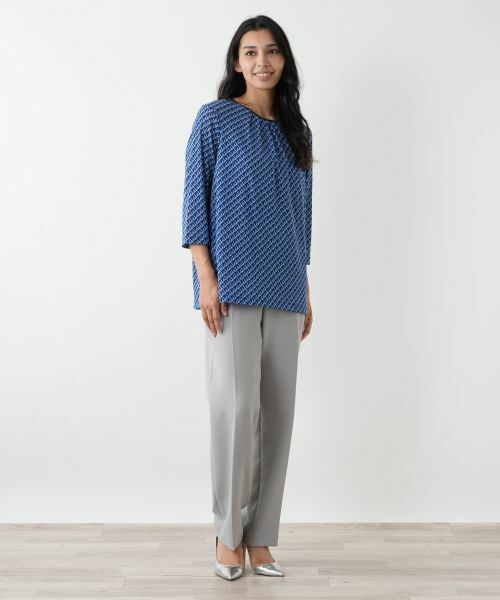 Leilian PLUS HOUSE / レリアンプラスハウス カットソー | 幾何学柄クルーネックカットソー | 詳細1