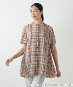 Leilian PLUS HOUSE / レリアンプラスハウス シャツ・ブラウス | プリーツ切替チェックブラウス