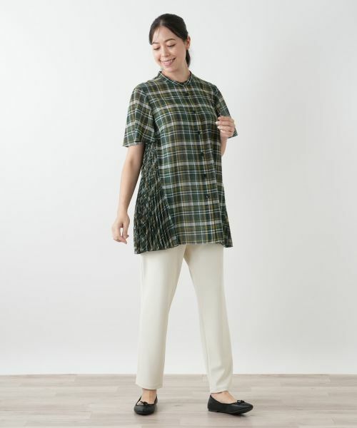 Leilian PLUS HOUSE / レリアンプラスハウス シャツ・ブラウス | プリーツ切替チェックブラウス | 詳細1
