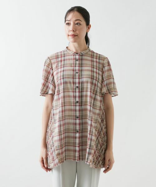 Leilian PLUS HOUSE / レリアンプラスハウス シャツ・ブラウス | プリーツ切替チェックブラウス | 詳細7