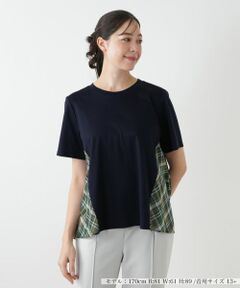 Leilian PLUS HOUSE / レリアンプラスハウス カットソー | チェック切替フレアカットソー