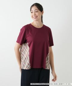 Leilian PLUS HOUSE / レリアンプラスハウス カットソー | チェック切替フレアカットソー