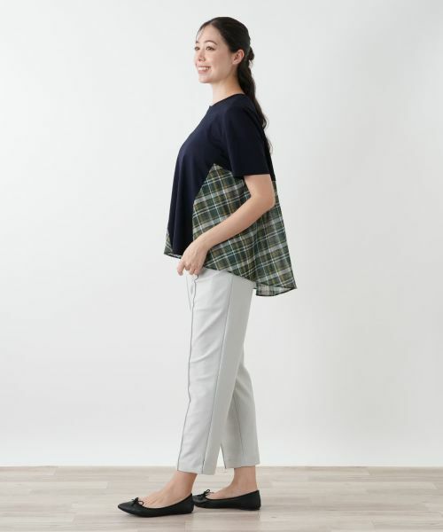 Leilian PLUS HOUSE / レリアンプラスハウス カットソー | チェック切替フレアカットソー | 詳細2