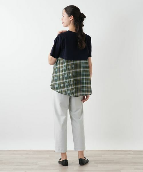 Leilian PLUS HOUSE / レリアンプラスハウス カットソー | チェック切替フレアカットソー | 詳細3