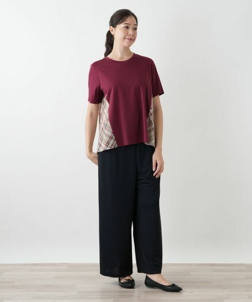 Leilian PLUS HOUSE / レリアンプラスハウス カットソー | チェック切替フレアカットソー | 詳細4