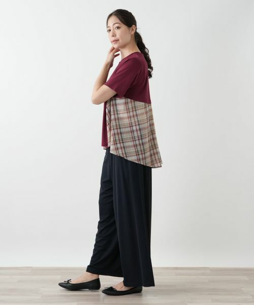 Leilian PLUS HOUSE / レリアンプラスハウス カットソー | チェック切替フレアカットソー | 詳細5