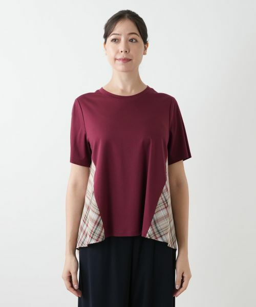 Leilian PLUS HOUSE / レリアンプラスハウス カットソー | チェック切替フレアカットソー | 詳細7