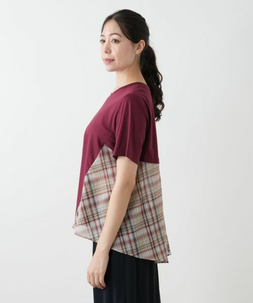 Leilian PLUS HOUSE / レリアンプラスハウス カットソー | チェック切替フレアカットソー | 詳細8