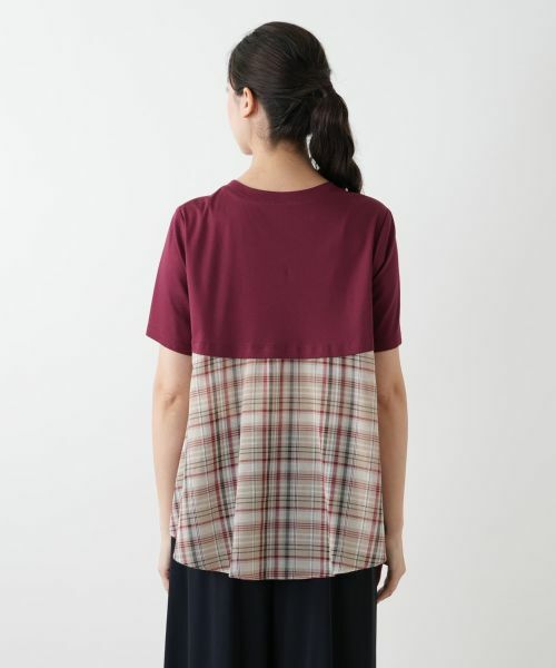 Leilian PLUS HOUSE / レリアンプラスハウス カットソー | チェック切替フレアカットソー | 詳細9