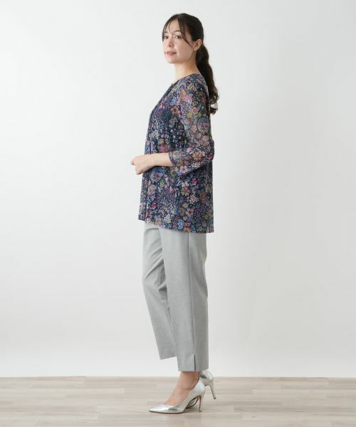 Leilian PLUS HOUSE / レリアンプラスハウス カットソー | プリントピンタックカットソー【BINDA】 | 詳細2