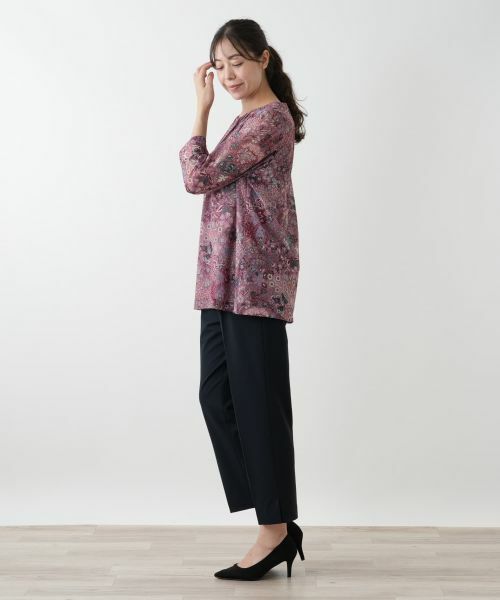 Leilian PLUS HOUSE / レリアンプラスハウス カットソー | プリントピンタックカットソー【BINDA】 | 詳細5