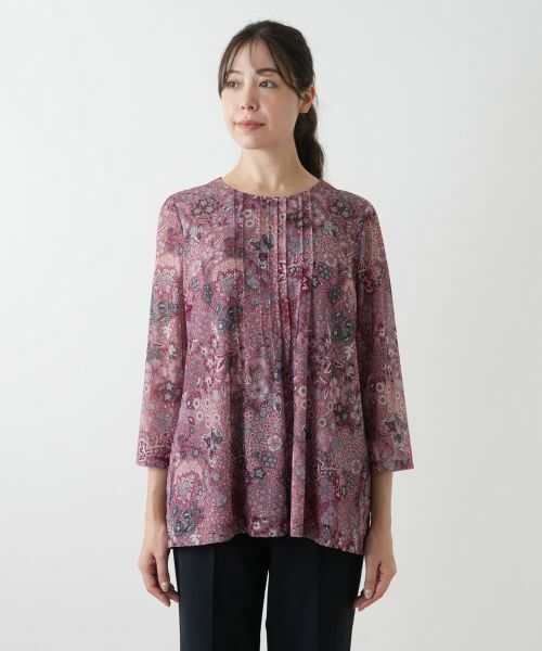 Leilian PLUS HOUSE / レリアンプラスハウス カットソー | プリントピンタックカットソー【BINDA】 | 詳細7