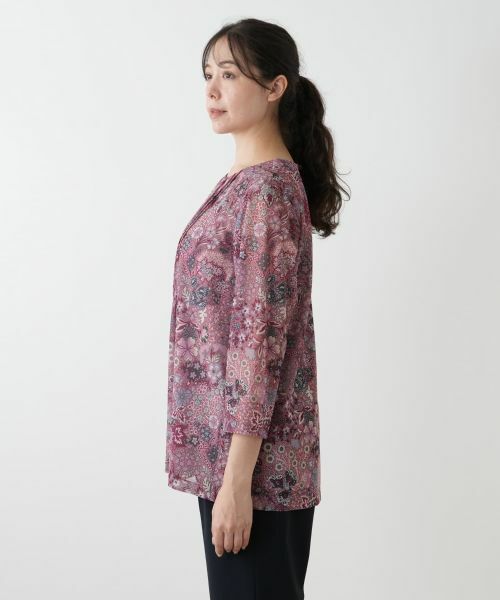 Leilian PLUS HOUSE / レリアンプラスハウス カットソー | プリントピンタックカットソー【BINDA】 | 詳細8