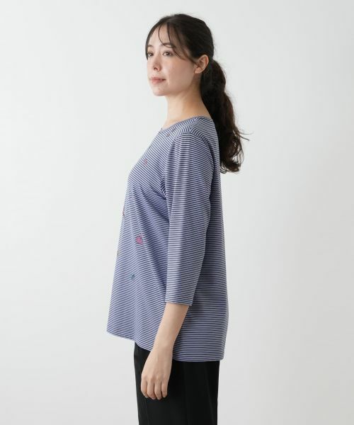 Leilian PLUS HOUSE / レリアンプラスハウス カットソー | 刺繍ボーダーカットソー | 詳細11