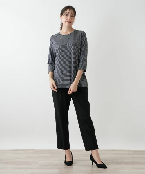 Leilian PLUS HOUSE / レリアンプラスハウス カットソー | 刺繍ボーダーカットソー | 詳細4