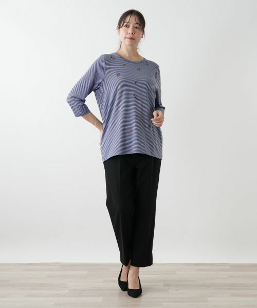 Leilian PLUS HOUSE / レリアンプラスハウス カットソー | 刺繍ボーダーカットソー | 詳細7