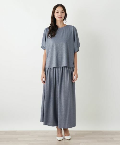 Leilian PLUS HOUSE / レリアンプラスハウス カットソー | ラメタックスリーブカットソー | 詳細1