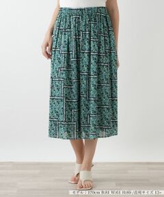 Leilian PLUS HOUSE / レリアンプラスハウス ミニ・ひざ丈スカート | フラワー柄フレアスカート