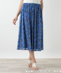 Leilian PLUS HOUSE / レリアンプラスハウス ミニ・ひざ丈スカート | フラワー柄フレアスカート